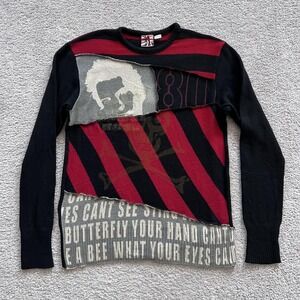 Ringspun UK Sid Vicious Remake Patchwork Lambswool Sweater Mens M Punk